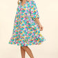 Bubble Sleeve Floral Ruffled Dress