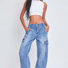 YMI Jeanswear High-Rise Straight Cargo Jeans - Vintage Medium Wash