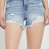 RISEN High Rise Distressed Denim Shorts - Light