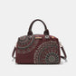 Nicole Lee USA Rhinestone Decor Boston Bag with vegan leather, medium size, and intricate faux exotic details.