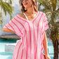 BELLA ROAD Openwork V-Neck Short Sleeve Cover Up at Bella Road