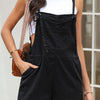 Square Neck Denim Overalls with Pockets - Black