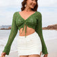 BELLA ROAD Drawstring Openwork Long Sleeve Cover-Up at Bella Road