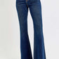 High Rise Tummy Control Flare Frayed Hem Jeans with Belt - Chic Retro-Inspired Look and Enhanced Fit