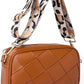 Stylish Zenana Cassette Woven Crossbody Bag in tan with trendy leopard print strap, perfect for hands-free convenience.