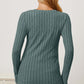 Ribbed V-Neck Long Sleeve T-Shirt