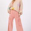 Knit Terry Mineral Wash Wide Leg Pants - Rose