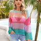 BELLA ROAD Color Block Openwork Boat Neck Cover Up at Bella Road