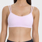 Millennia Scoop Neck Double Strap Active Cami in soft pink, perfect for workouts or casual wear, featuring a modern design.