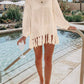 DOUBLE TAKE Openwork Tassel Hem Long Sleeve Knit Cover Up at Bella Road