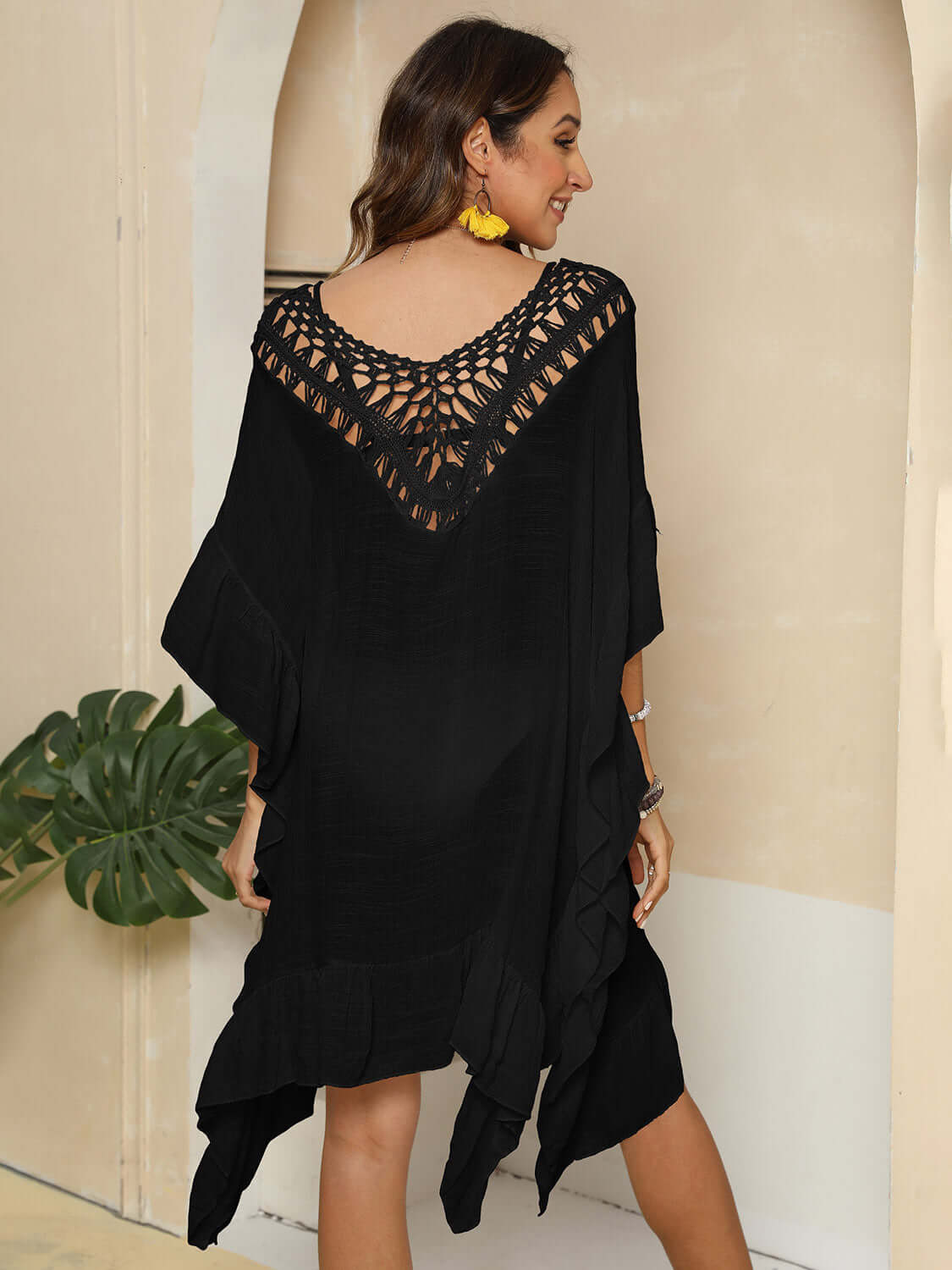 BELLA ROAD Cutout Ruffled Half Sleeve Cover-Up at Bella Road