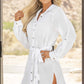 BELLA ROAD Belted Button-Front Cover-Up Shirt Dress at Bella Road