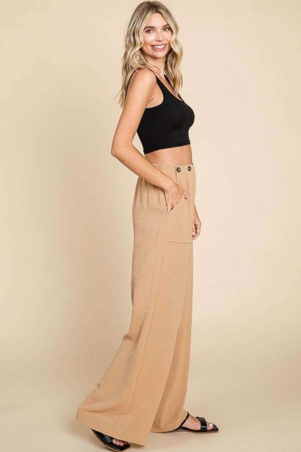 CULTURE CODE Full Size High Waist Wide Leg Cargo Pants at Bella Road