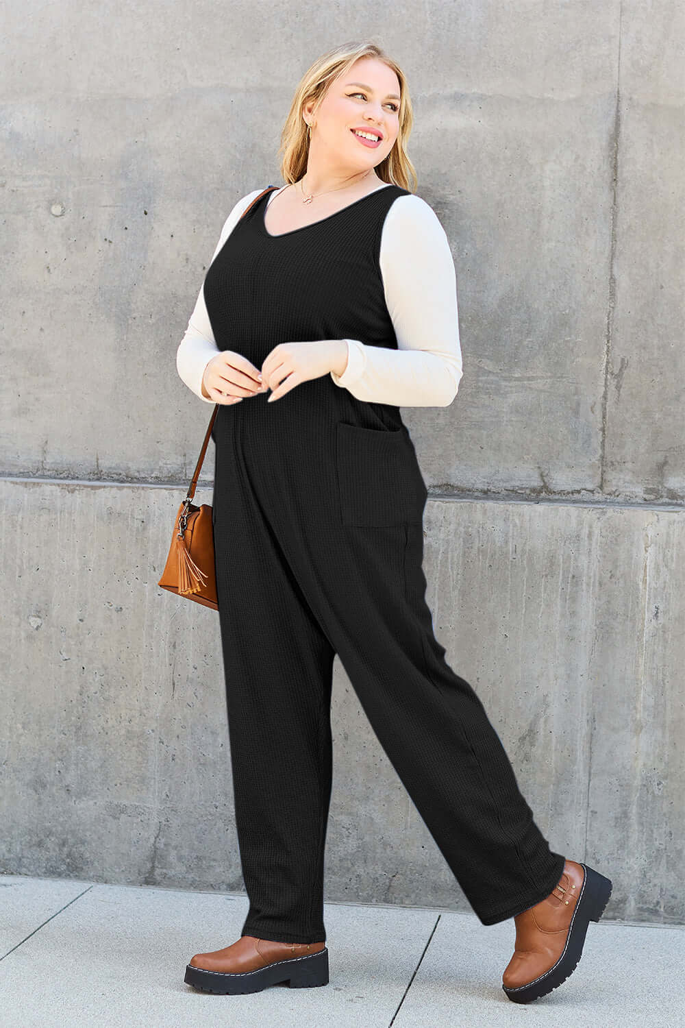 DOUBLE TAKE Full Size Sleeveless Straight Jumpsuit at Bella Road