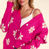 Full Size Daisy Floral Button Down Long Sleeve Cardigan - Fuchsia