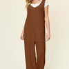 Texture Sleeveless Wide Leg Jumpsuit | Full Size - Caramel