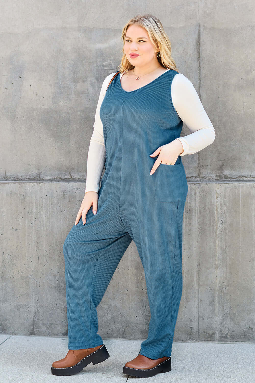 DOUBLE TAKE Full Size Sleeveless Straight Jumpsuit at Bella Road