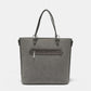 Nicole Lee USA Metallic Stitching Embroidery Inlaid Rhinestone Tote Bag with Vegan Leather and Sleek Hardware in Gray.