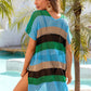 BELLA ROAD Openwork Striped V-Neck Short Sleeve Cover Up at Bella Road