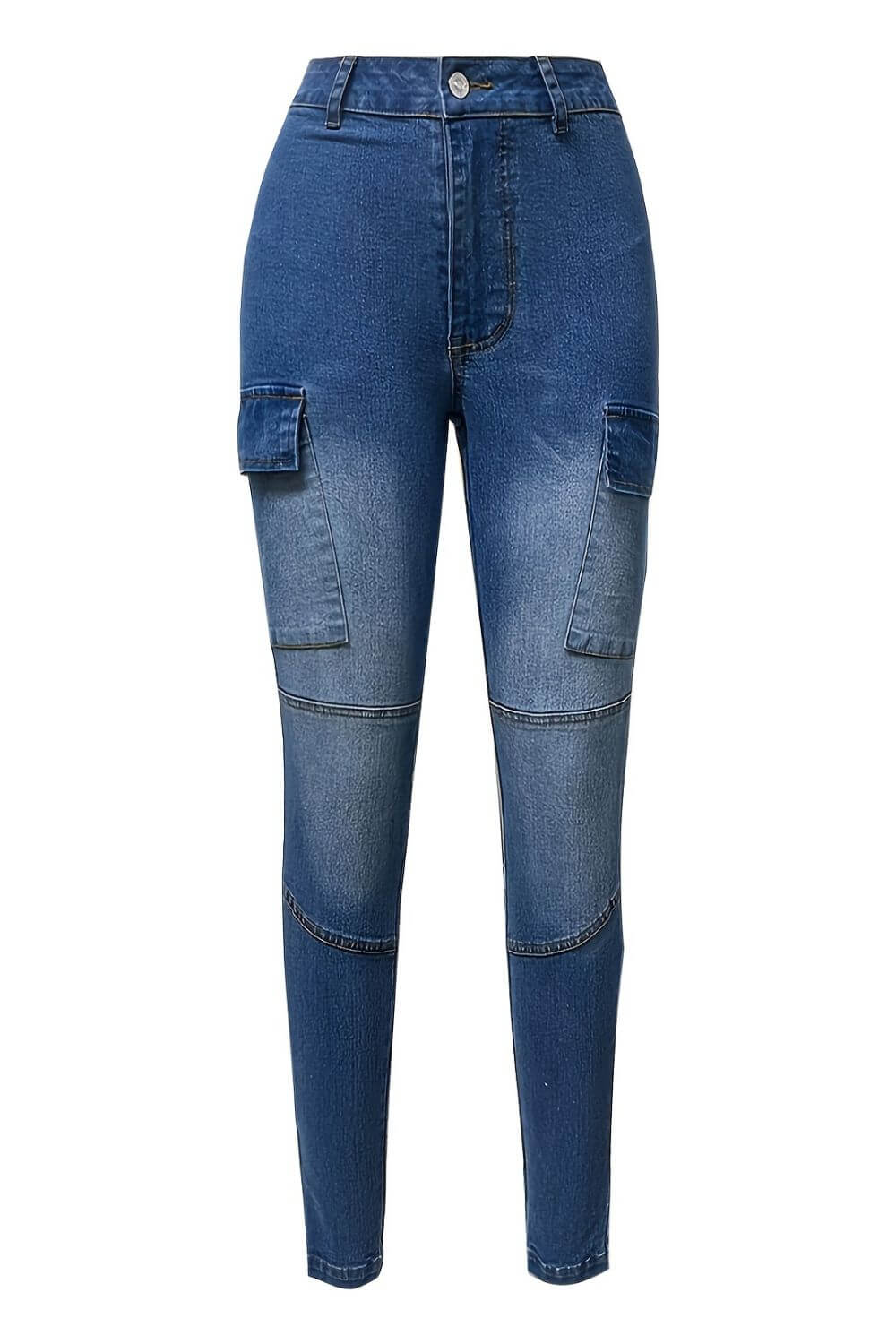 Bella Road medium wash denim skinny jeans with pockets for style and functionality, perfect for everyday wear.