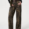 Bella Road Denim Leopard Straight Jeans with Pockets - Leopard