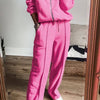 Bella Road Zip Up Long Sleeve Top and Pants Set - Fuchsia Pink