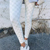 Bella Road Checkered Elastic Waist Leggings - White