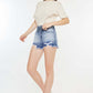 KANCAN High Rise Frayed Hem Denim Shorts at Bella Road