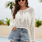 BELLA ROAD Fringe Trim Openwork Long Sleeve Cover-Up at Bella Road