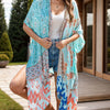 Printed Open Front Cover-Up - Light Blue