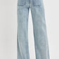 Back view of RISEN full size straight leg jeans with pockets, showcasing a classic and versatile design.