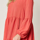 DOUBLE TAKE Full Size V-Neck Balloon Sleeve Tiered Dress at Bella Road