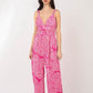 VERY J Printed Pleated Sleeveless Wide Leg Jumpsuit at Bella Road