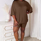 BASIC BAE Full Size Soft Rayon Three-Quarter Sleeve Top and Shorts Set at Bella Road