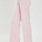 High Rise Tummy Control Wide Leg Pink Jeans by Risen Jeans - Full Size, Retro Flair and Stylish Comfort