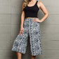 NINEXIS Leopard High Waist Flowy Wide Leg Pants with Pockets at Bella Road