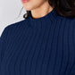 Ribbed Mock Neck Long Sleeve T-Shirt