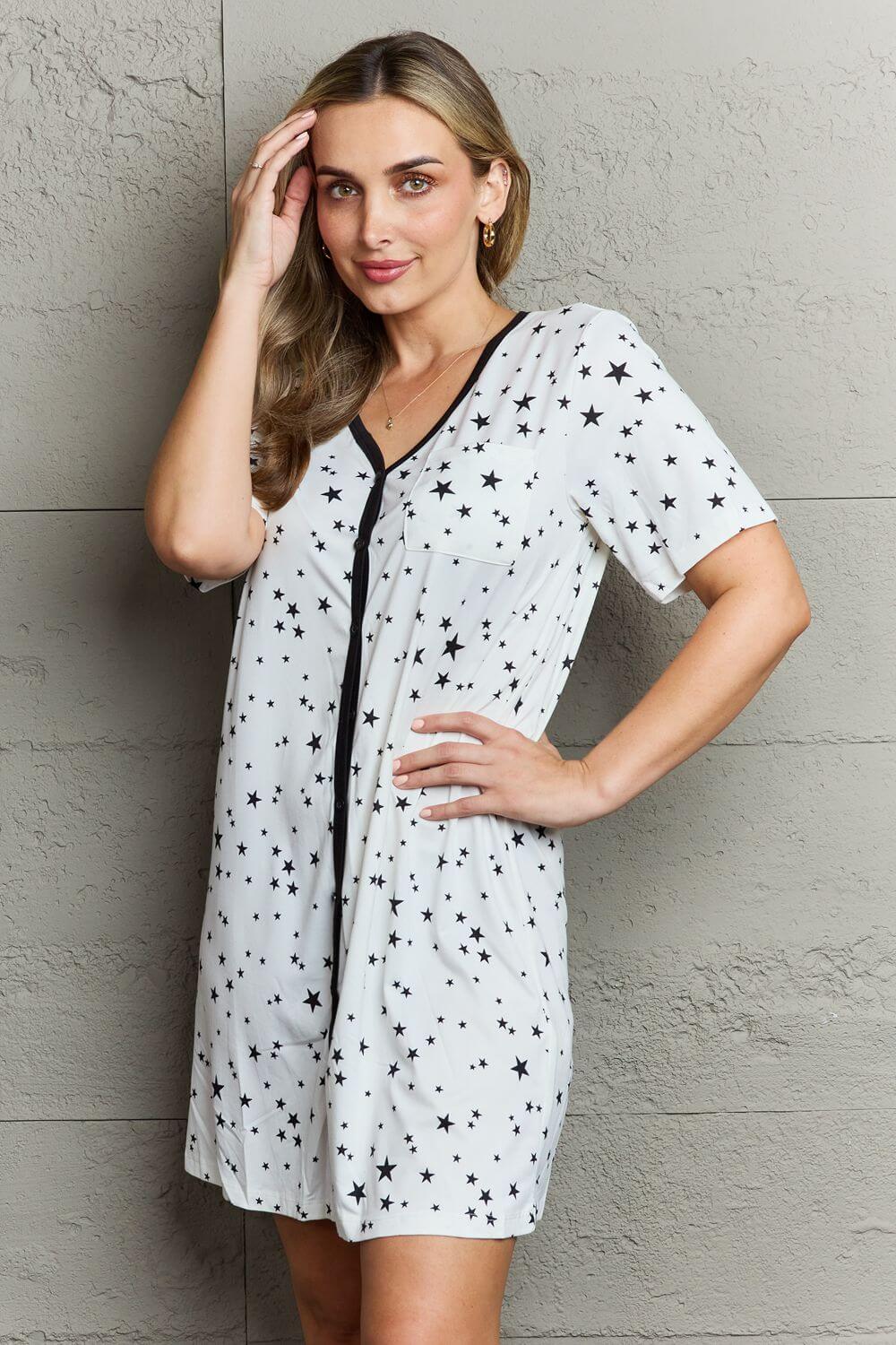 MOON NITE Quilted Quivers Button Down Sleepwear Dress at Bella Road