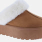 Cozy Weeboo Thick Bottom Fur Trim Snow Slippers in brown, featuring a plush white fur trim, perfect for warmth and comfort.