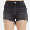 Raw Hem Denim Shorts - Black