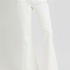 RISEN Full Size High Rise Front Patch Pocket Flare Jeans - Cream