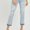 RISEN Mid-Rise Sequin Patched Jeans - Light