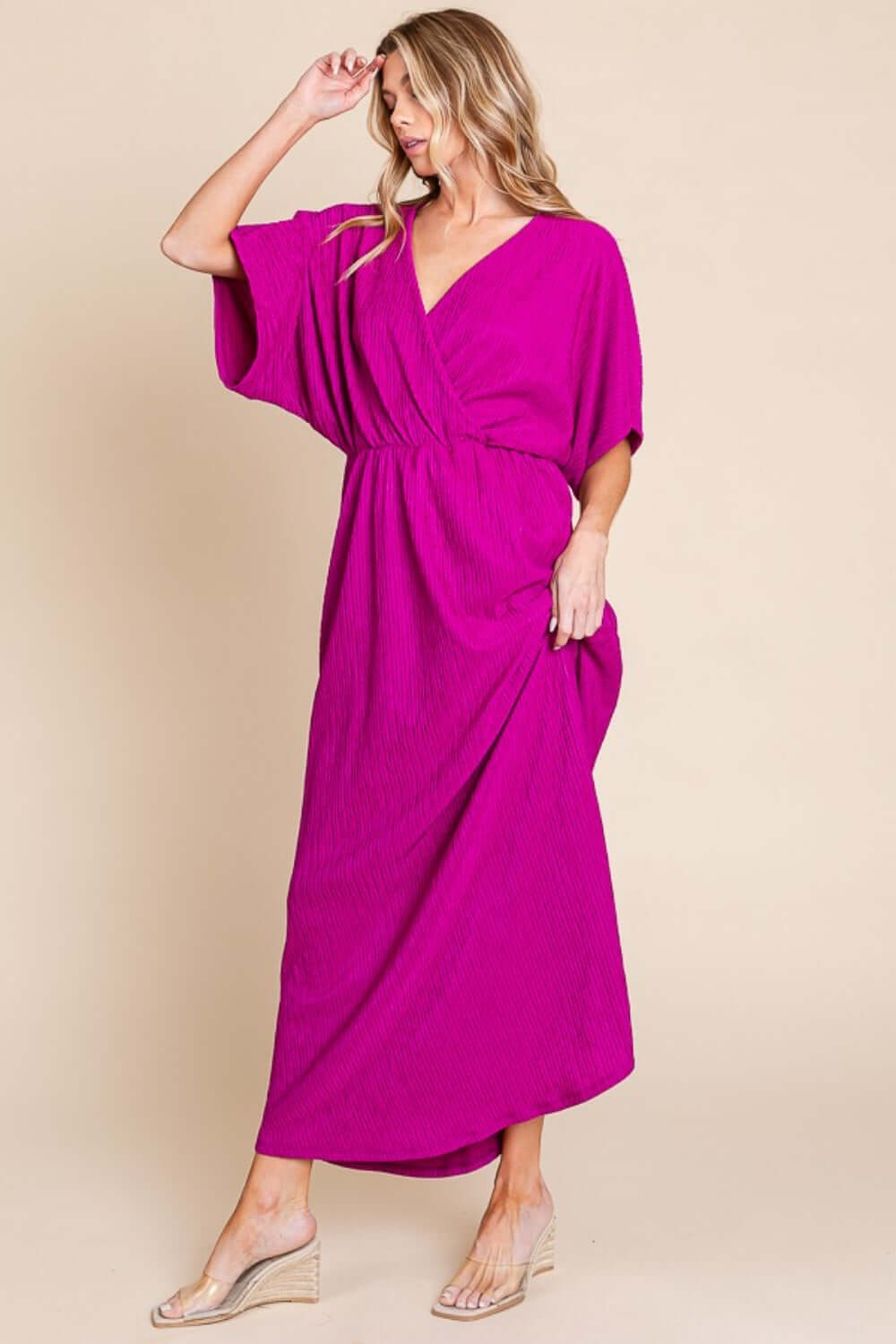 BOMBOM Surplice Maxi Dress with Pockets at Bella Road