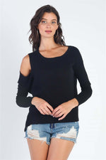 TASHA APPAREL Cold Shoulder Long Sleeve Knit Top at Bella Road