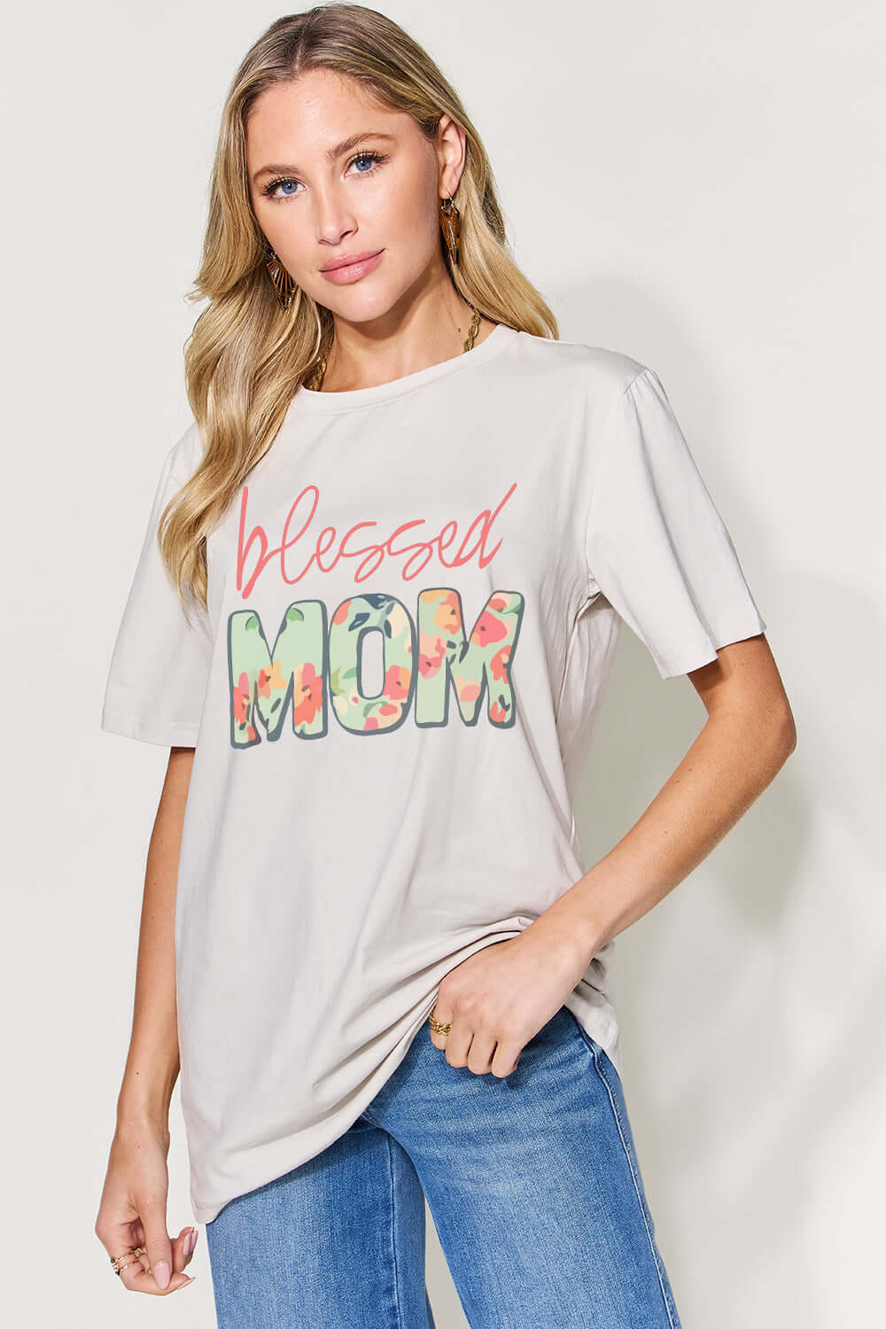 SIMPLY LOVE Full Size Letter Graphic Round Neck Short Sleeve T-Shirt at Bella Road