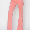 RISEN High Rise Side Slit Cargo Bootcut Jeans - Flamingo