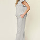 DOUBLE TAKE Texture Ruffle Short Sleeve Top and Drawstring Wide Leg Pants Set at Bella Road