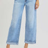 RISEN Full Size Ankle Wide Leg Cuffed Jeans Plus Size - Light