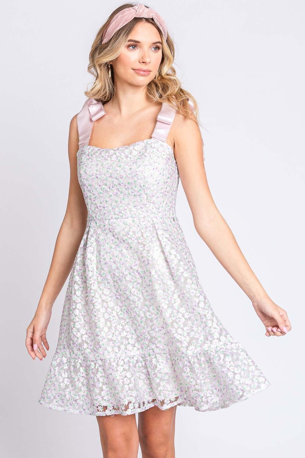 GEEGEE Mesh Floral Embroidered Sleeveless Dress at Bella Road