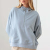 Tasha Apparel Half Zip Drawstring Mock Neck Hoodie - Baby Blue